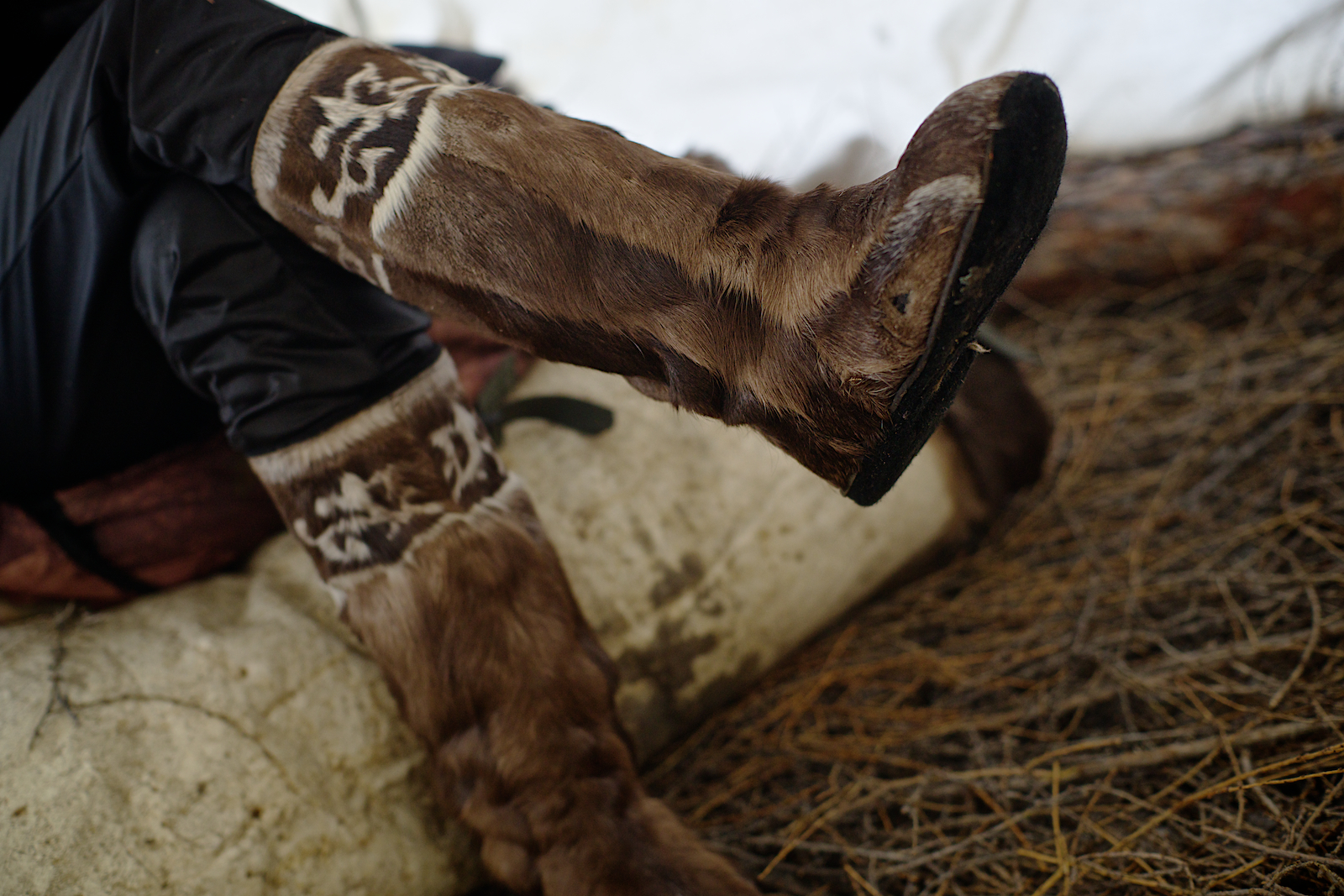 Reindeer skin traditional boot , Yakutia, Siberia, Russia